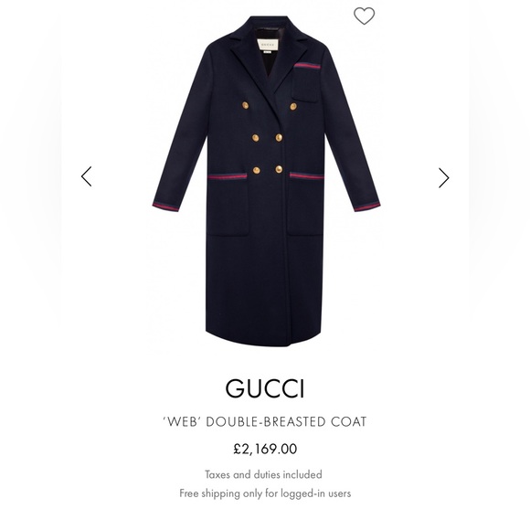 💯 Authentic Gucci Military Web Wool Double Breasted Black Coat - Picture 2 of 8